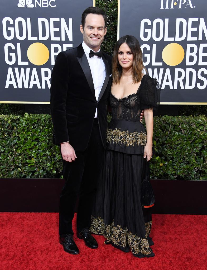 Bill Hader and Rachel Bilson on the 2020 Golden Globes red carpet.