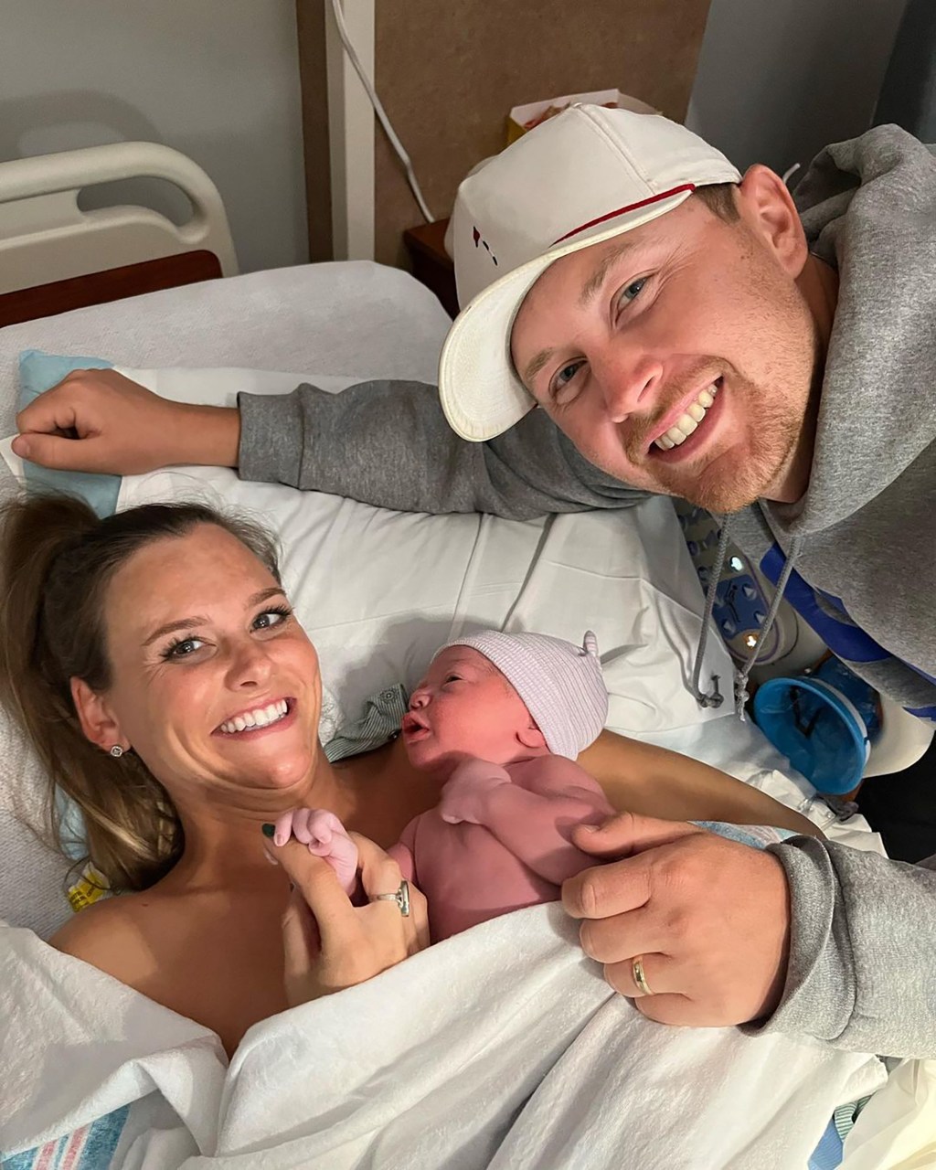 Scotty McCreery and Gabi Dugal in the hospital with their new son.