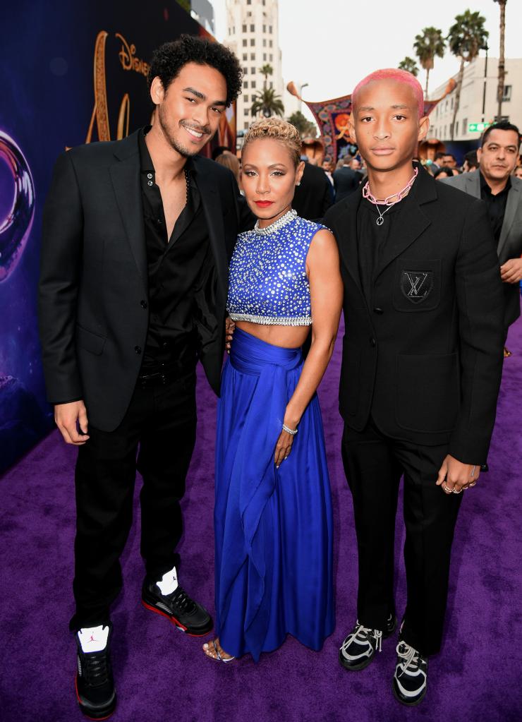 Trey Smith, Jada Pinkett Smith and Jaden Smith at the premiere of Disney's "Aladdin"