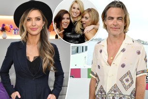 A split of Audrina Patridge and Chris Pine with an inset of Patridge posing with her "Hills" co-stars Whitney Port and Lauren Conrad