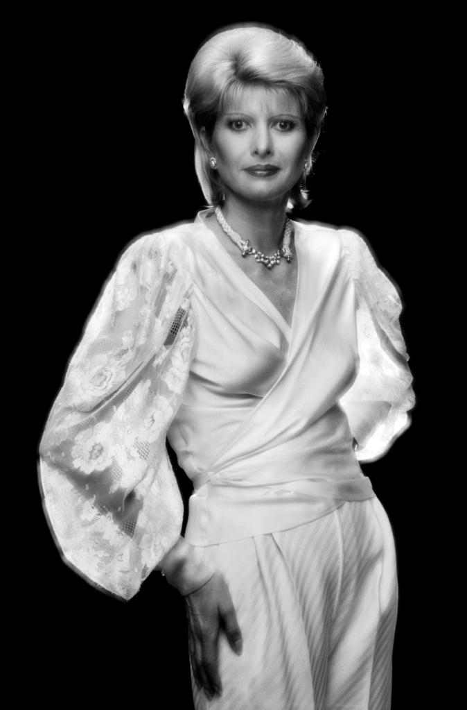 Black-and-white photo of Ivana Trump in 1983