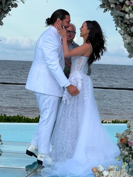 Scheana Shay and Brock Davies kissing on their wedding day