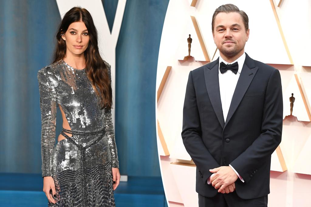 A split of Camila Morrone and Leonardo DiCaprio.