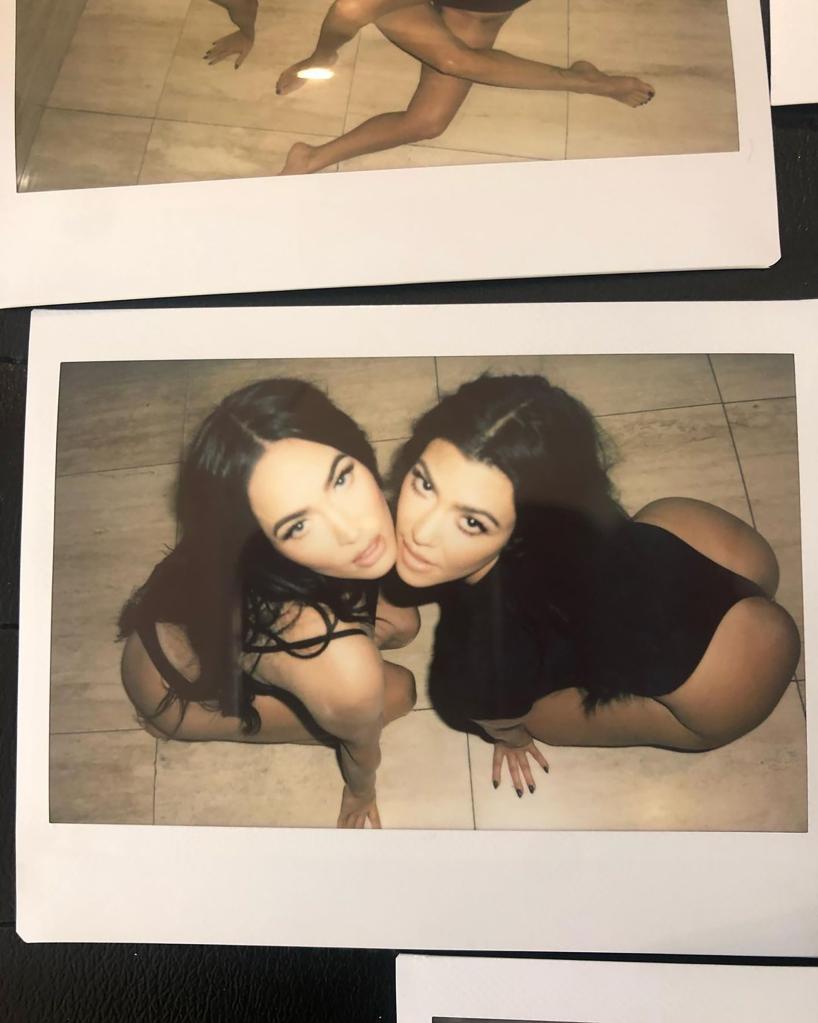 Megan Fox and Kourtney Kardashian posing for Skims