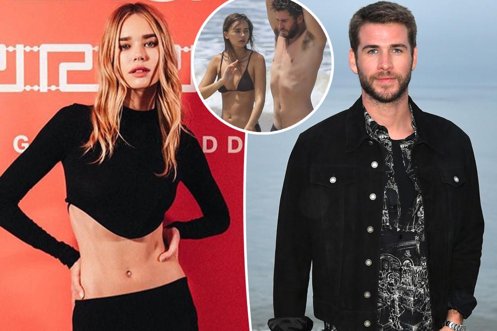 split photo of gabriella brooks and liam hemsworth