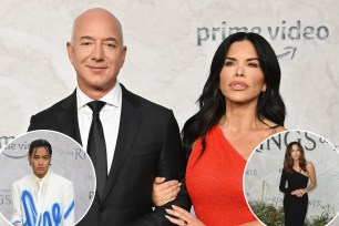 Jeff Bezos and Lauren Sanchez attend "The Lord of the Rings: The Rings of Power" World Premiere at Leicester Square on August 30, 2022 in London, England