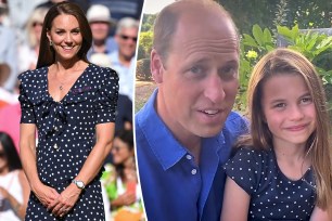 Kate Middleton (left) and Prince William with Princess Charlotte (right)