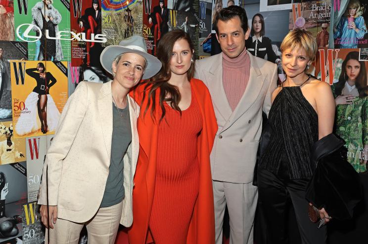 Grace Gummer and Mark Ronson (with Ronson's sisters Samantha, far left, and Annabelle Dexter-Jones, far right) are expecting their first baby.
