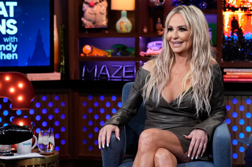 Taylor Armstrong sitting on "WWHL."