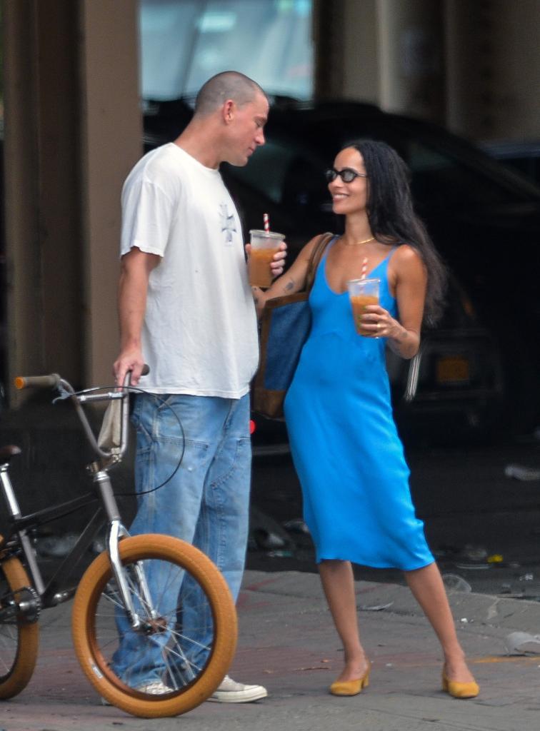 Zoë Kravitz and Channing Tatum walking in New York City.