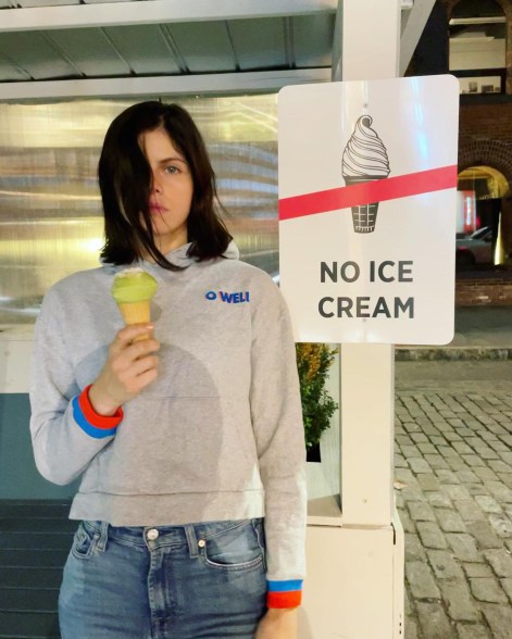 Alexandra Daddario breaks this kooky rule by licking her cone in plain sight.