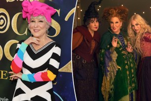 A split of Bette Midler on a red carpet and in "Hocus Pocus 2."