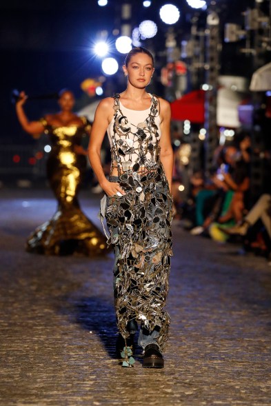 Gigi Hadid walks the runway at the Vogue World show during NYFW 2022.