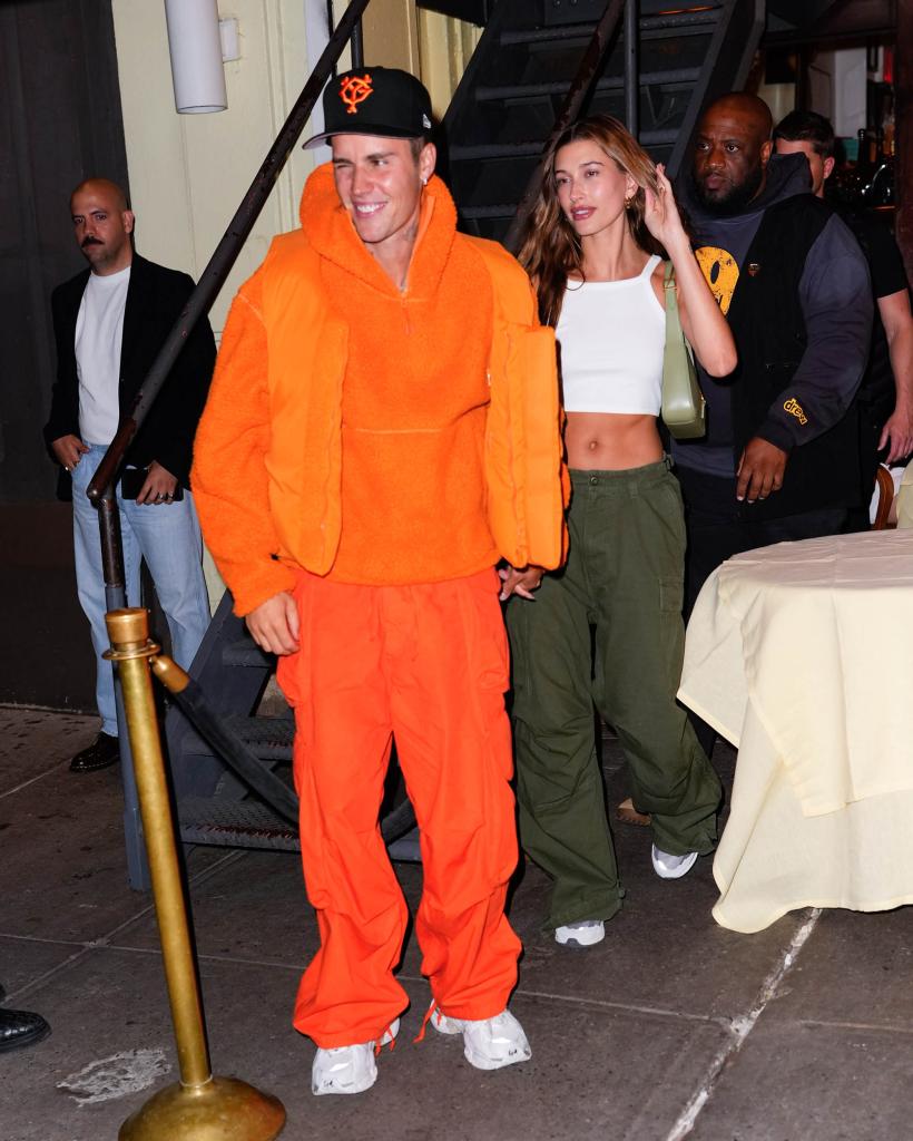 Justin Bieber and Hailey Bieber walking