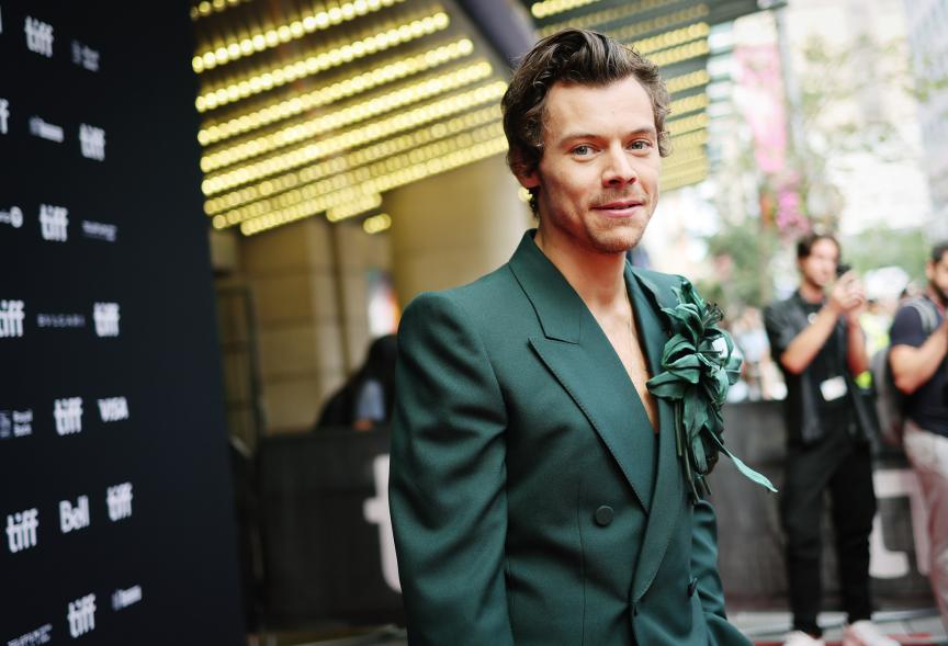 harry styles in green suit