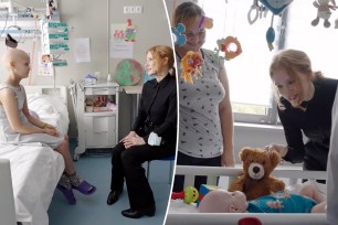 Jessica Chastain visiting patients Ukraine's largest children's hospital