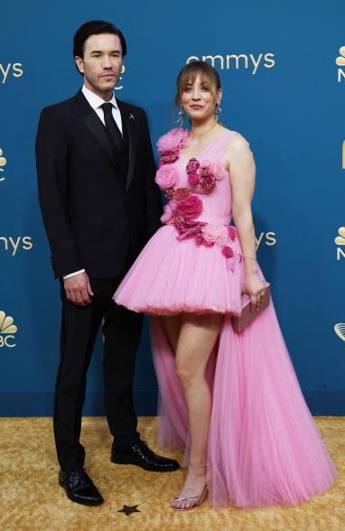 Kaley Cuoco and Tom Pelphrey on the Emmys 2022 red carpet