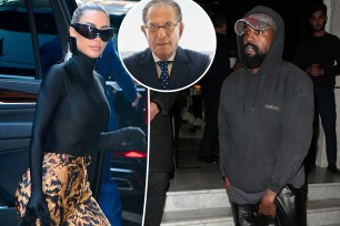 A split of Kanye West and Kim Kardashian and attorney Robert Cohen in the inset.