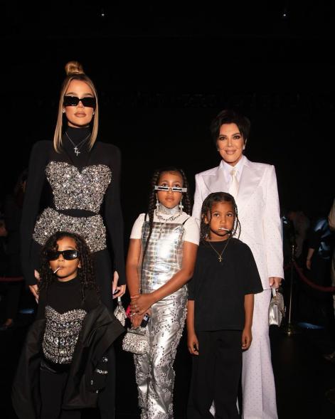 The proud mom and grandmom posed with Khloé and Kim's children Chicago, 4, North, 9 and Saint, 6.