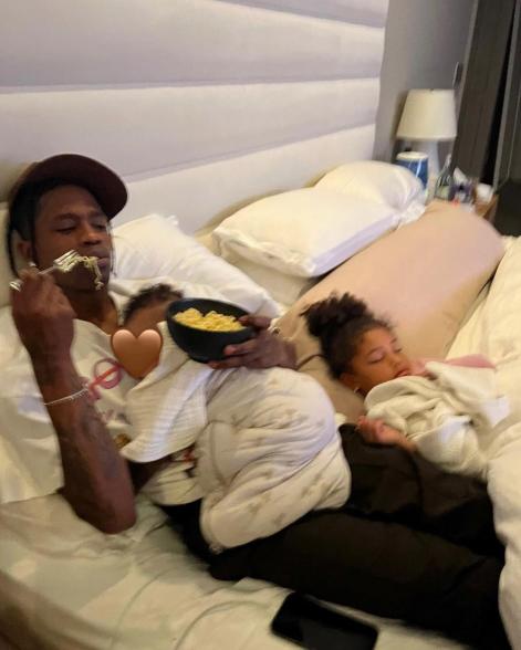 Travis Scott, daughter Stormi and son