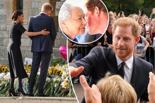 "[It's] a lonely place up there now without her," Prince Harry told mourners.
