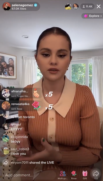 Selena Gomez's TikTok Live