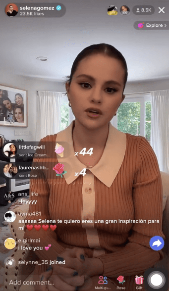 Selena Gomez's TikTok Live