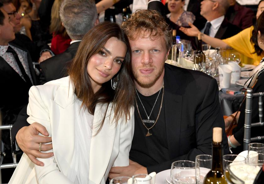 A photo of Emily Ratajkowski and Sebastian Bear-McClard.