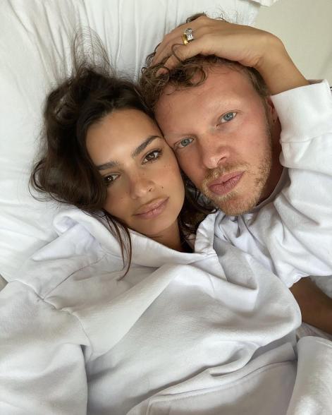 A photo of Emily Ratajkowski and Sebastian Bear-McClard.