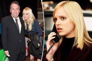 A split of Anna Faris and Ivan Reitman and a close-up shot of her in "My Super Ex-Girlfriend."