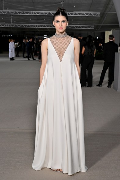 Alexandra Daddario wears Dior Haute Couture at the Academy Museum Gala 2022.