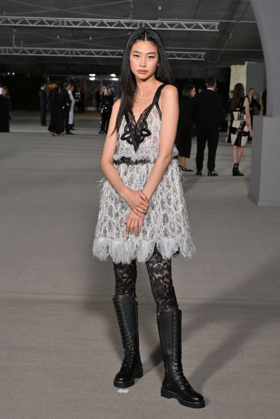 HoYeon Jung wears Louis Vuitton at the Academy Museum Gala 2022.