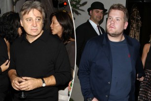 Split image of James Corden and Keith McNally.