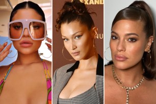 Kylie Jenner, Bella Hadid and Ashley Graham in gold hoop earrings