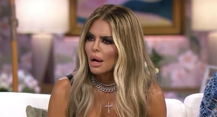 Lisa Rinna looking shocked at the "Real Housewives of Beverly Hills" Season 12 reunion.