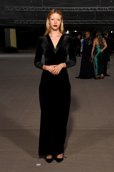 Mia Goth wears Giorgio Armani at the Academy Museum Gala 2022.