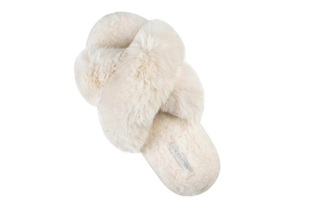 White criss-cross slippers