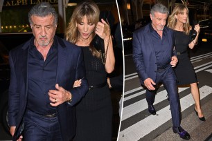 A split of photos of Sylvester Stallone and Jennifer Flavin on a date.