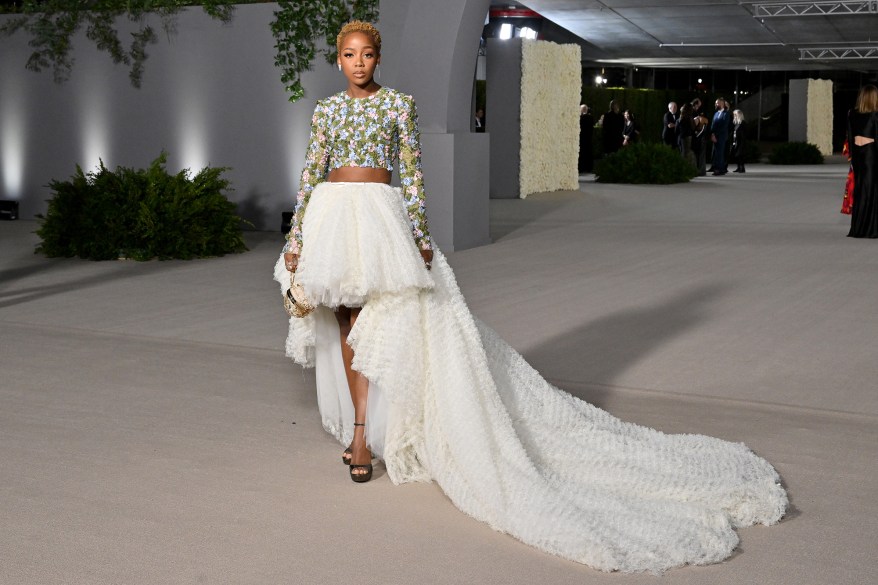 Thuso Mbedu wears Giambattista Valli Haute Couture at the Academy Museum Gala 2022.