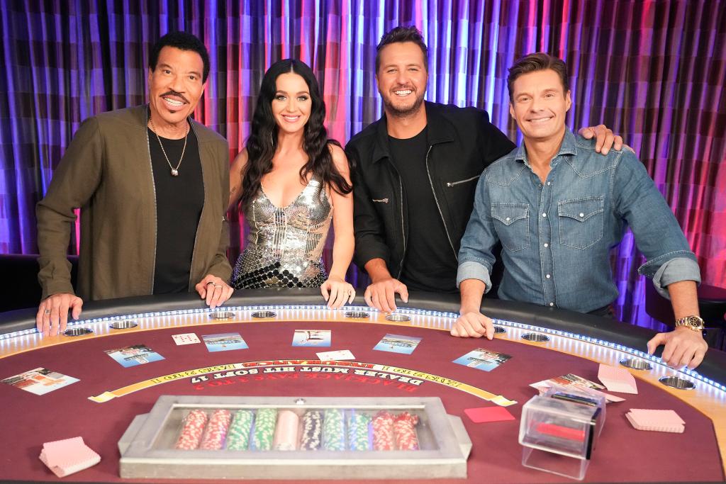 "American Idol" judges Katy Perry, Luke Bryan and Lionel Ritchie with Ryan Seacrest.