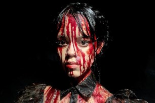 jenna ortega covered in fake blood