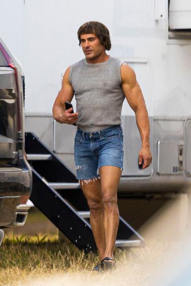 Zac Efron on the set of "The Iron Claw"