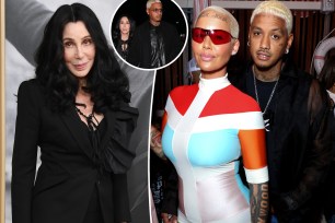 A split image of Cher and Amber Rose with AE and an inset of AE and Cher holding hands.