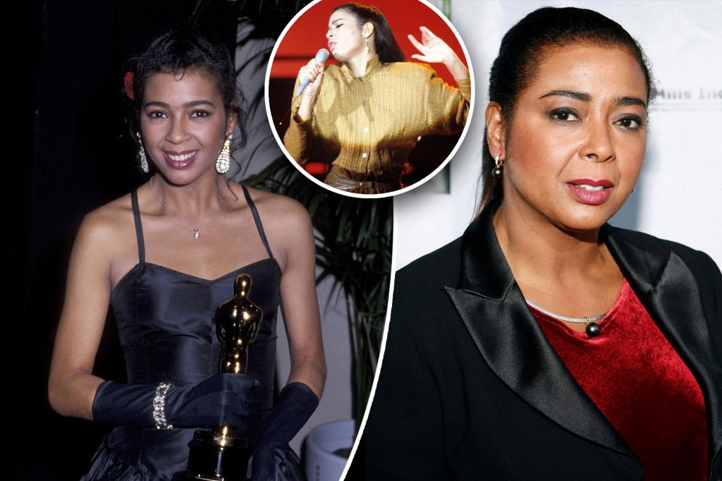 A collage of photos of Irene Cara.