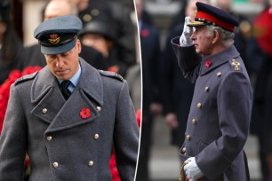 Left to Right: Prince William and King Charles at Remembrance Day 2022