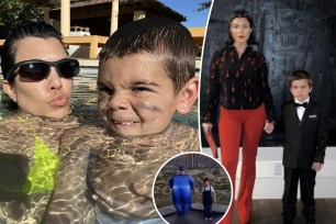 Kourtney Kardashian and son Reign, 7, in a collage of pictures.