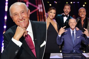 A photo of Season 31 “Dancing WIth the Stars” judges Len Goodman, Bruno Tonioli, Derek Hough and Carrie Ann Inaba