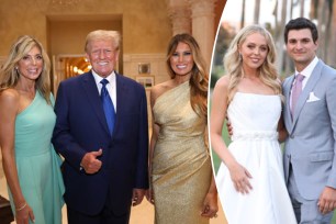 A split of Donald Trump, Marla Maples, Melania Trump with a photo of Tiffany Trump and Michael Boulos.