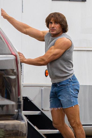 Zac Efron on the set of "The Iron Claw"