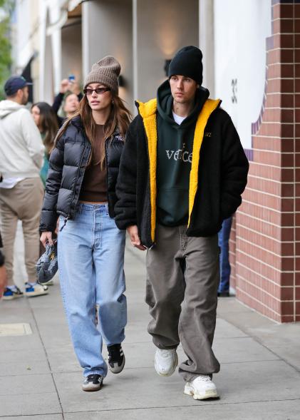 Hailey and Justin Bieber going for a walk